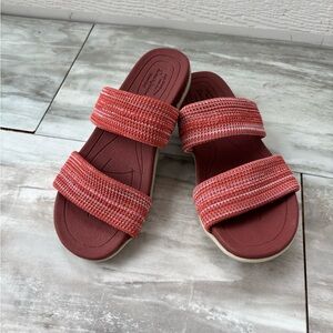 Dearfoams Blair Women’s Slip On Double Banded Sandals Size 8 Terracotta Low Foam
